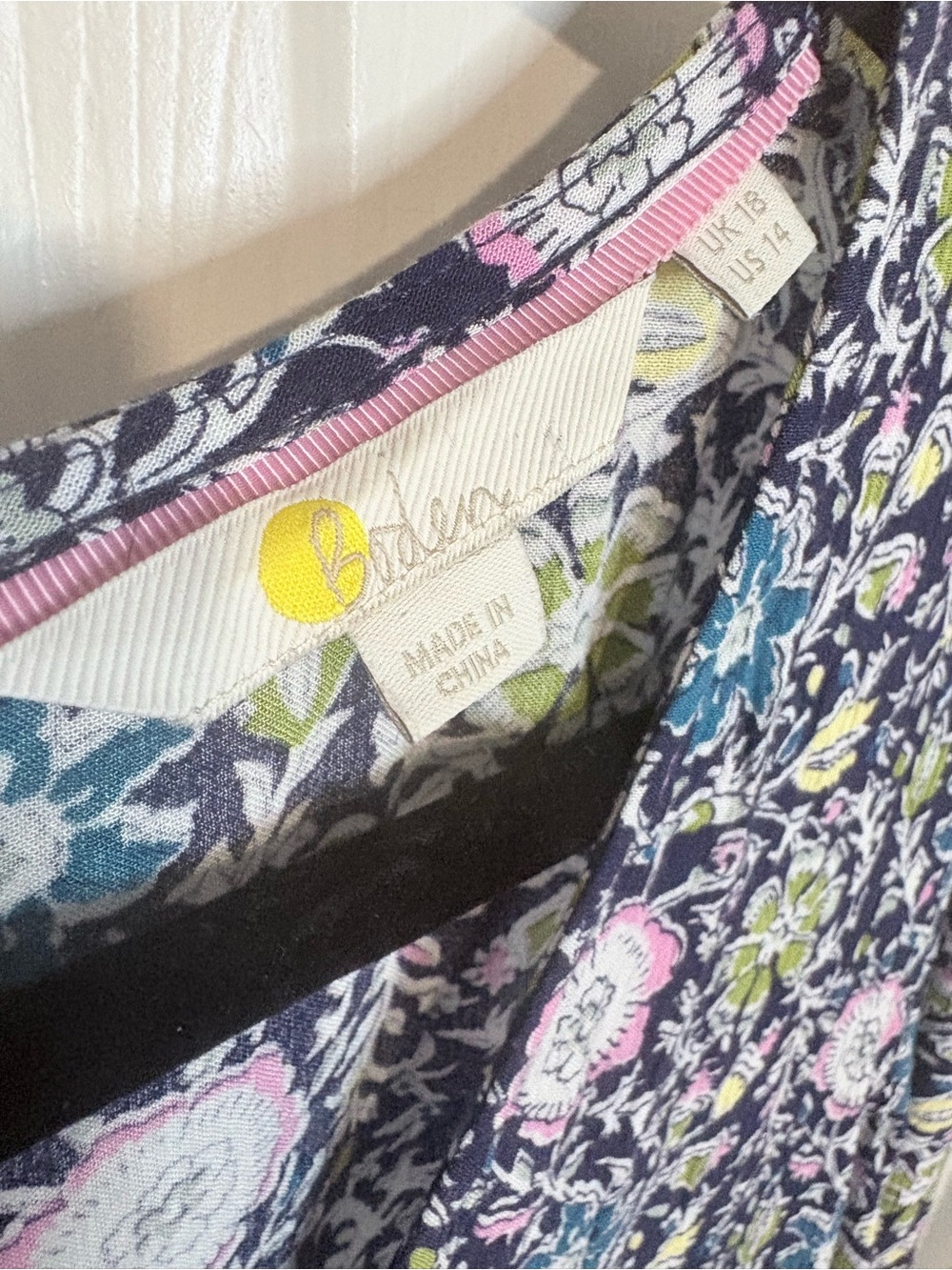 Boden Floral Maxi Dress Size 14 V-Neck Balloon Sleeve EcoVero Navy - Picture 4 of 11